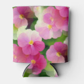 Levendige roze en witte impatiens Vloeiend Patroon Blikjeskoeler (Voorkant)