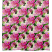 Levendige roze en witte impatiens Vloeiend Patroon Douchegordijn (Voorkant)