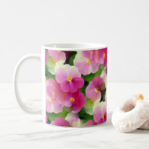 Levendige roze en witte impatiens Vloeiend Patroon Koffiemok