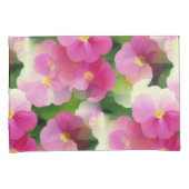 Levendige roze en witte impatiens Vloeiend Patroon Kussensloop (Voorkant-Rechts)