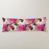 Levendige roze en witte impatiens Vloeiend Patroon Lichaamskussen (Achterkant)