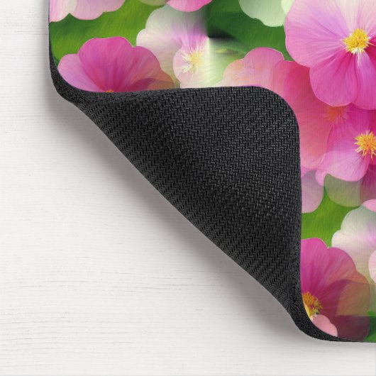 Levendige roze en witte impatiens Vloeiend Patroon Muismat (Hoek)