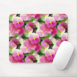 Levendige roze en witte impatiens Vloeiend Patroon Muismat