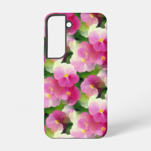 Levendige roze en witte impatiens Vloeiend Patroon Samsung Galaxy Hoesje