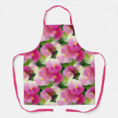 Levendige roze en witte impatiens Vloeiend Patroon Schort (Voorkant)