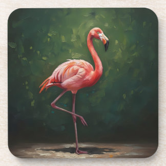 Levendige Roze Flamingo Drinkvilt Bier Onderzetter