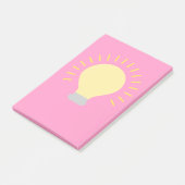 Levendige roze gele gloeilamp post-it® notes (Schuin)