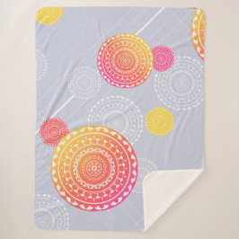 Levendige roze gele willekeurige mandala sherpa deken