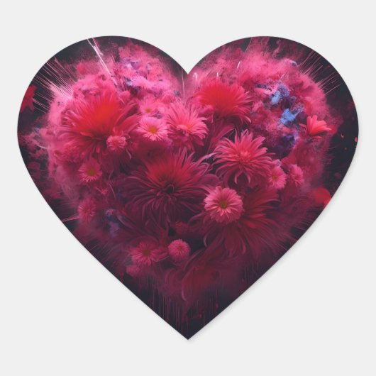 Levendige roze hart burst hart sticker (Voorkant)
