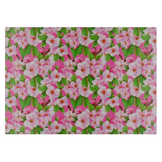 Levendige Roze Kersenbloesem Snijplank (Voorkant)