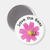 Levendige Roze Kosmos Bloem Red de Bijen Magneet (Voorkant / Achterkant)