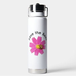 Levendige Roze Kosmos Bloem Red de Bijen Waterfles