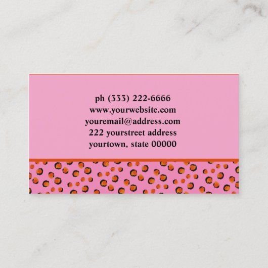 levendige roze luipaard Dierenprint Monogram Visitekaartje (Achterkant)
