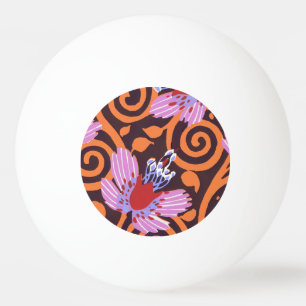 Levendige Roze & Oranje Draaikolk Art Deco Bloem Pingpongballen