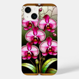 Levendige roze orchideeën in Ornamental Gold Lijst Case-Mate iPhone 14 Hoesje