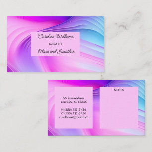 Levendige roze paarse blauwe wervelingen mama aan contactkaartje