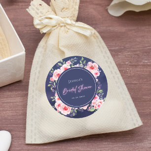 Levendige Roze & Paarse Bloemige Neon Bruidsfeest Ronde Sticker