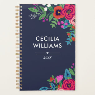 Levendige Roze Paarse Boho Boeketten Naam Planner