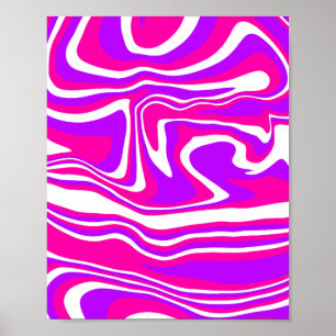 Levendige roze, Paarse en witte vloeistofwerveling Poster