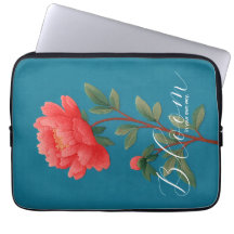 Levendige Roze Pioen Botanische Typografie