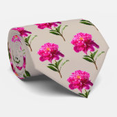 Levendige roze pioen stropdas (Opgerold)