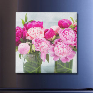 Levendige Roze Pioenolie Geschilderd Effect Magneet