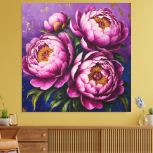Levendige Roze Pioenrozen Canvas Afdruk
