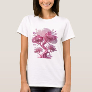 Levendige Roze ROZE GLAS BOOM 3D Tekst Kunst T-shirt