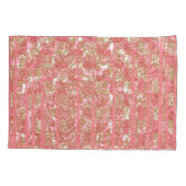 Levendige roze stof met ingewikkelde bloemige vach kussensloop (Achterkant-Links)