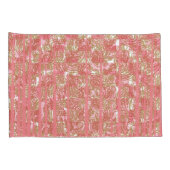 Levendige roze stof met ingewikkelde bloemige vach kussensloop (Achterkant-Rechts)