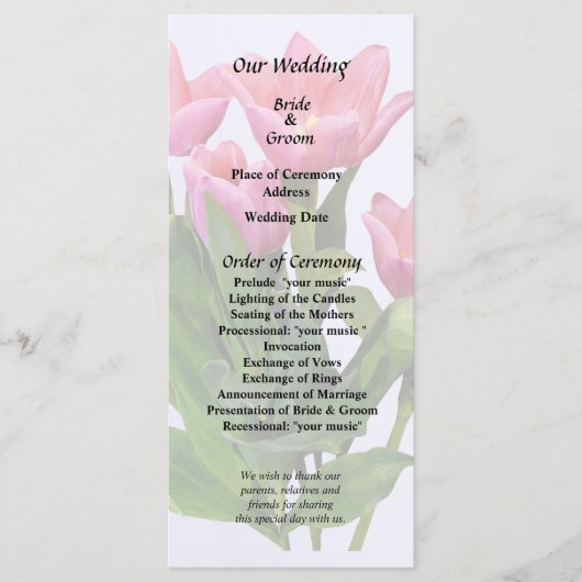Levendige Roze Tulpen Programma (Voorkant)