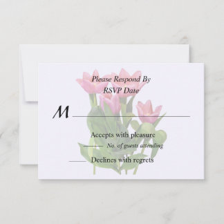 Levendige Roze Tulpen RSVP Kaartje