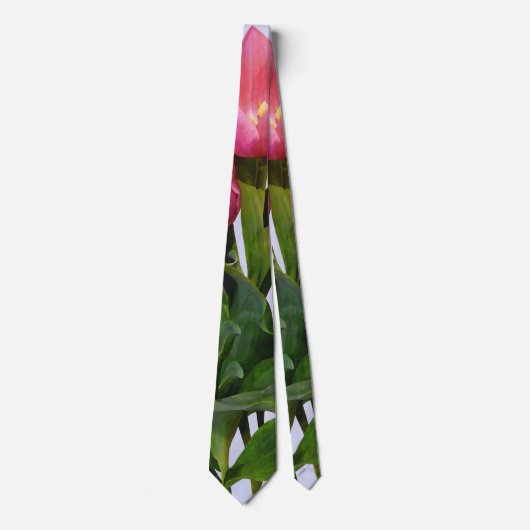 Levendige Roze Tulpen Stropdas (Voorkant)