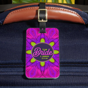 Levendige Roze Vibe Boho Hippie Stijl Team Bruid Bagagelabel