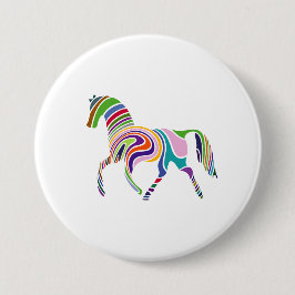 Levendige Running Horse Patches & Buttonnen Ronde Button 7,6 Cm