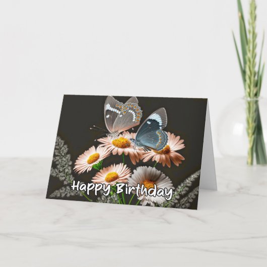 Levendige rustende vlinder Happy Birthday Kaart (Voorkant)