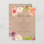 Levendige Rustieke bloemenbruiloft details Kaart (Voorkant / Achterkant)