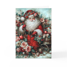 Levendige Rustieke Bloemige Vintage Kerstman