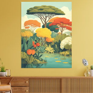 Levendige Safari Oerwoud Scene Canvas Afdruk