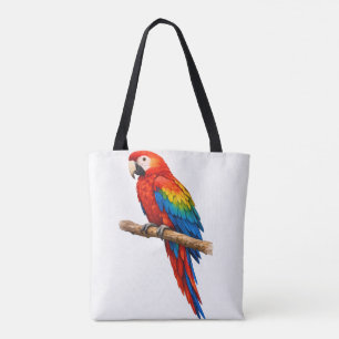 Levendige scharlakenrode ara papegaai watercolor t draagtas