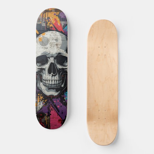 Levendige schedel Urban Graffiti Skateboard (Voorkant)