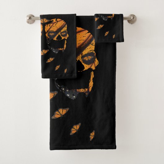 Levendige schedels Monarch Butterfly Art Bad Handdoek (Insitu)