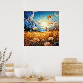 Levendige Schilderachtig Prairie Illustratie Poster (Keuken)