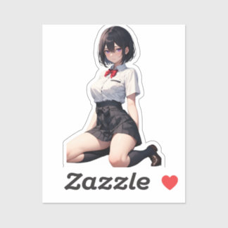 Levendige Schoolmeisje Anime Art Scene Sticker