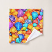 Levendige Seashell Symphony Art Bad Handdoek (Wasdoekje)