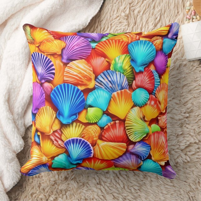Levendige Seashell Symphony Art Kussen (Deken)