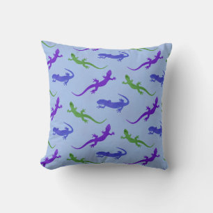 Levendige Silhouet van de Salamander in Blauw Kussen