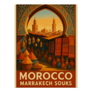 Levendige Souks van Marrakech, Marokko Perfect Poster