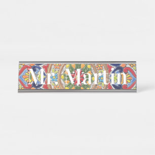 Levendige  Spaanse Tegel Bureau Naambordje