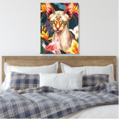 Levendige Sphynx Kat Digitale Kunst Canvas Afdruk (Insitu (Slaapkamer))